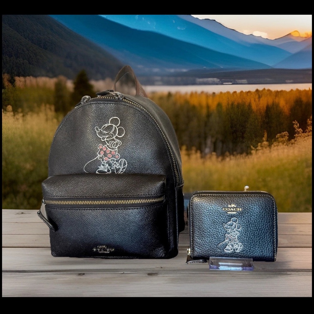 Disney X Coach Minnie Mouse Mini Charles Backpack with Matching Wallet 🤩💕